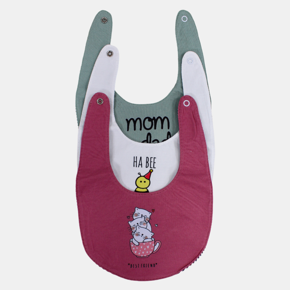 Baby Girls Cotton Bibs – Pack of 3