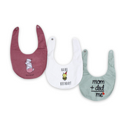 Cotton Baby Bib with "Mom+Dad=Me" Print – (Pack Of 3)