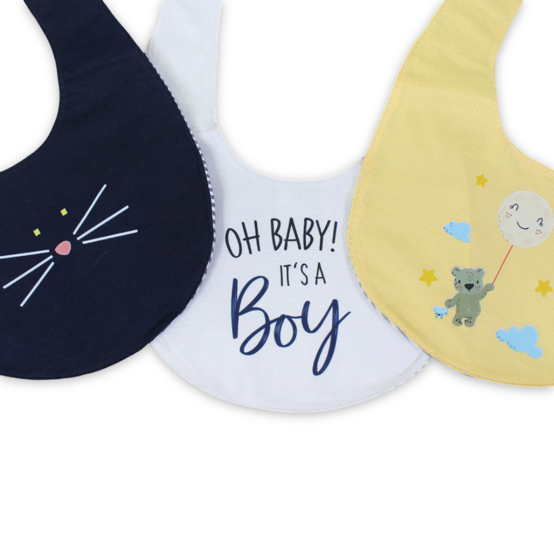 Cotton Baby Bib with "It's a Boy" Print – (Pack Of 3)