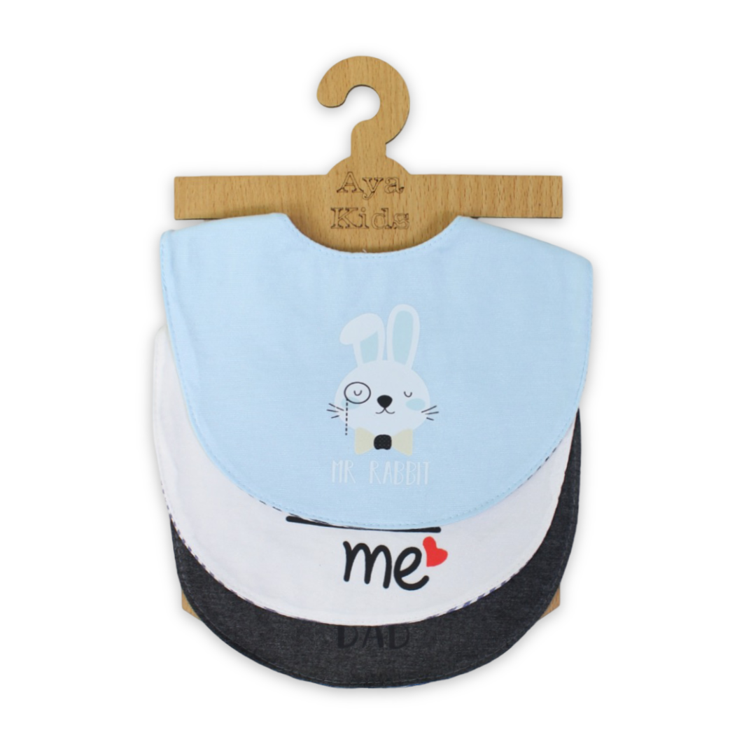 Cotton Baby Bib with "Mom+Dad=Me" Print – (Pack Of 3)