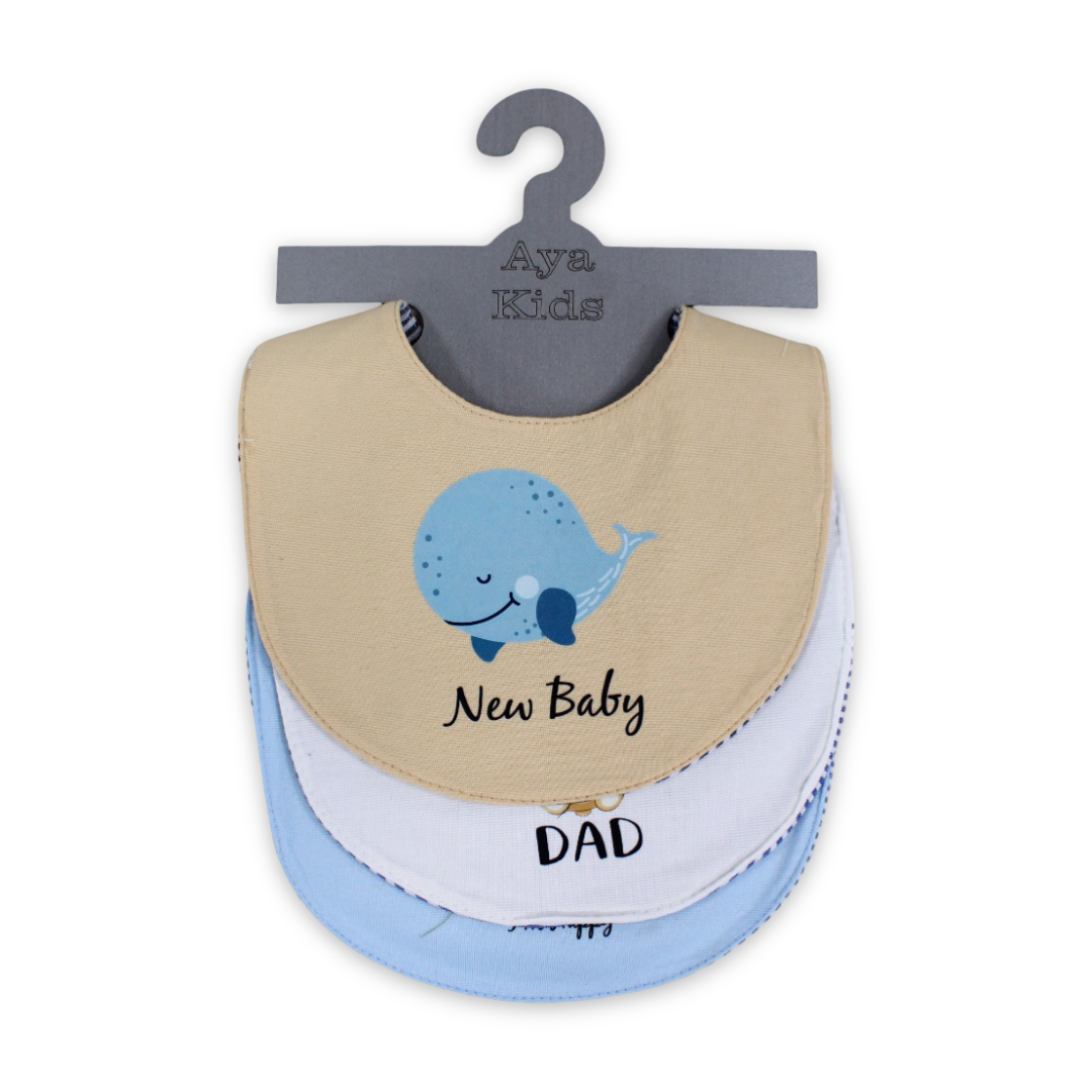 Cotton Baby Bib with "New Baby" Print – (Pack Of 3)