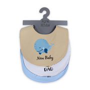 Cotton Baby Bib with "New Baby" Print – (Pack Of 3)
