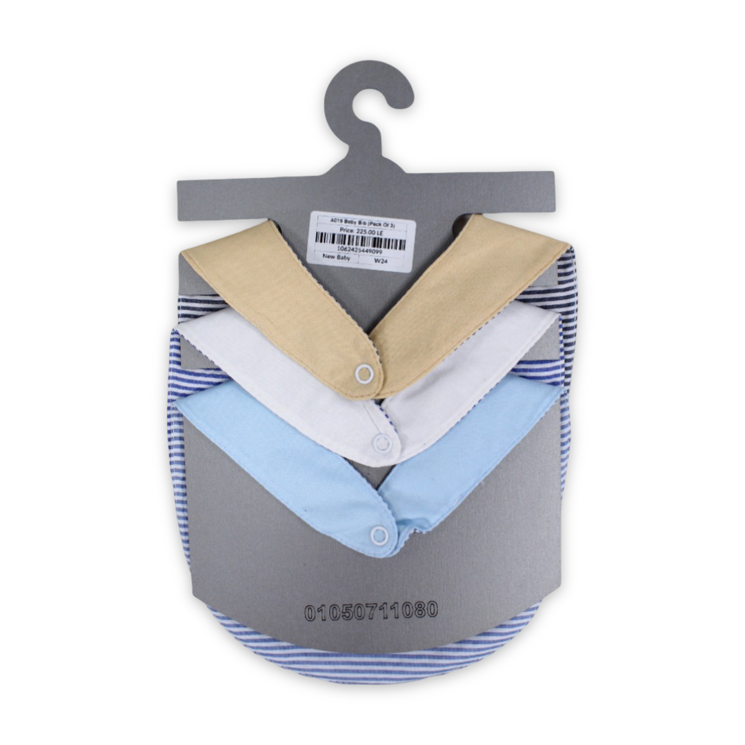 Cotton Baby Bib with "New Baby" Print – (Pack Of 3)