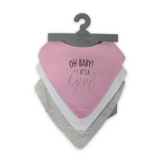 Cotton Baby Bib with "Oh Baby! It's a Girl" – (Pack Of 3)
