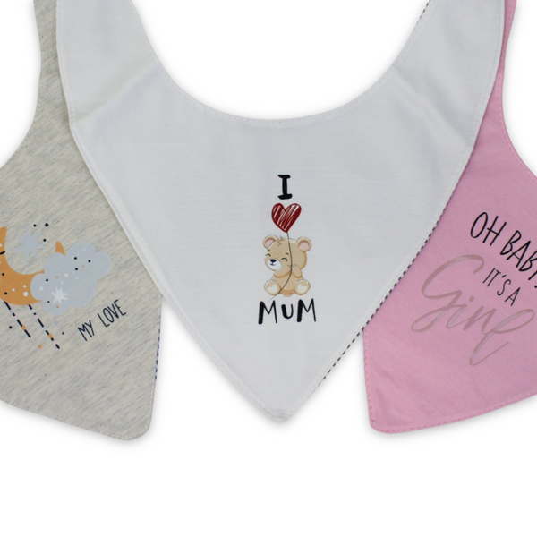 Cotton Baby Bib with "Oh Baby! It's a Girl" – (Pack Of 3)