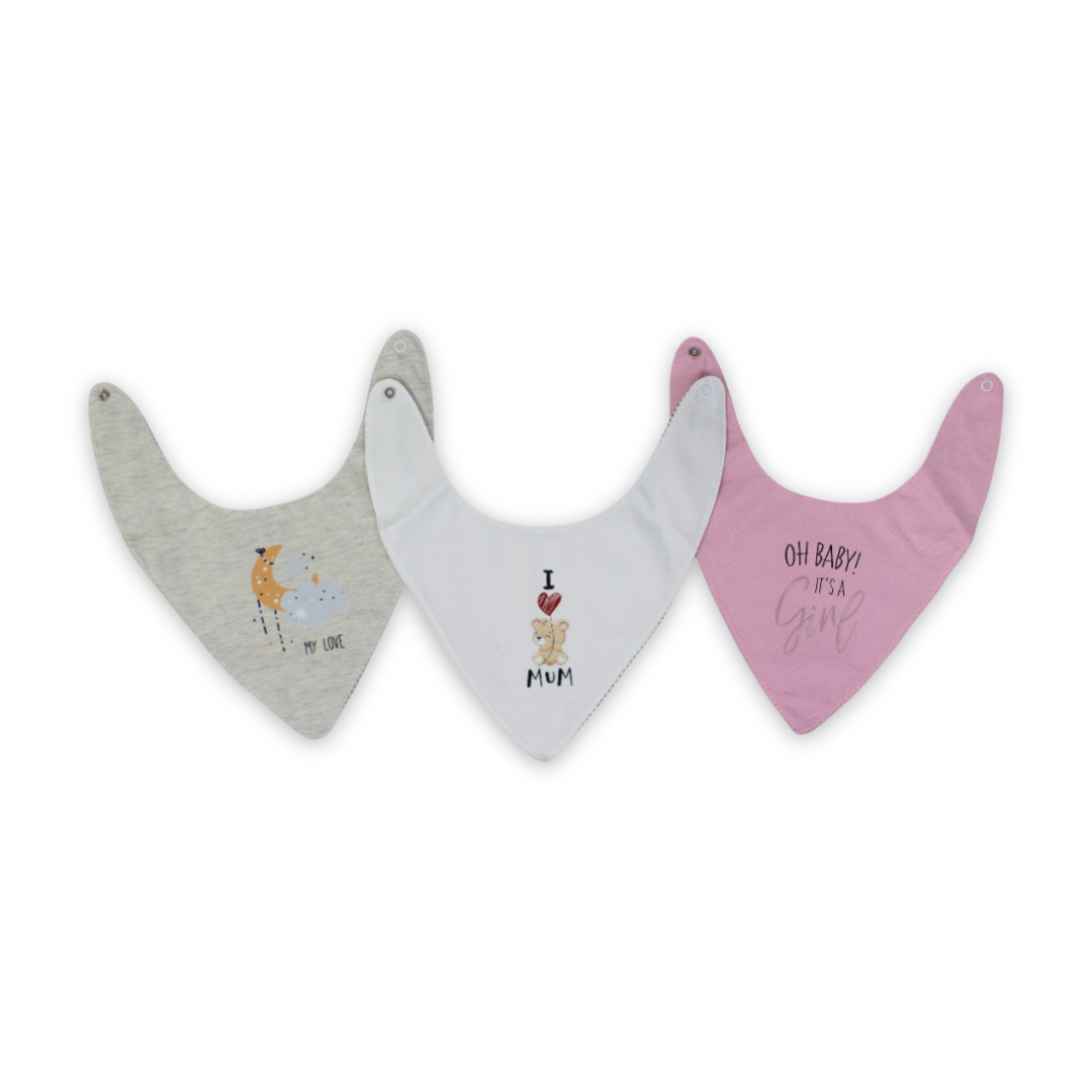 Cotton Baby Bib with "Oh Baby! It's a Girl" – (Pack Of 3)