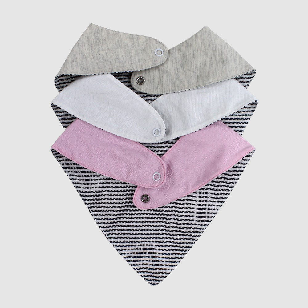 Bibs Baby Girl Cotton Scarf Style Happiness Design (3-Pack)