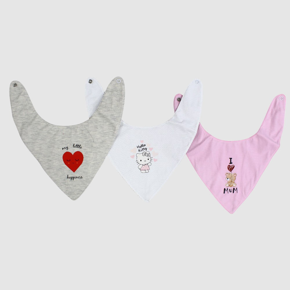 Bibs Baby Girl Cotton Scarf Style Happiness Design (3-Pack)