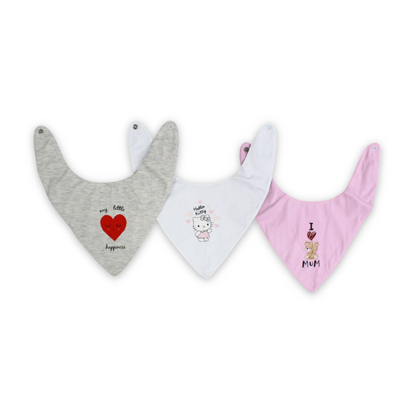 Cotton Baby Bib with "My Little Happiness" – (Pack Of 3)