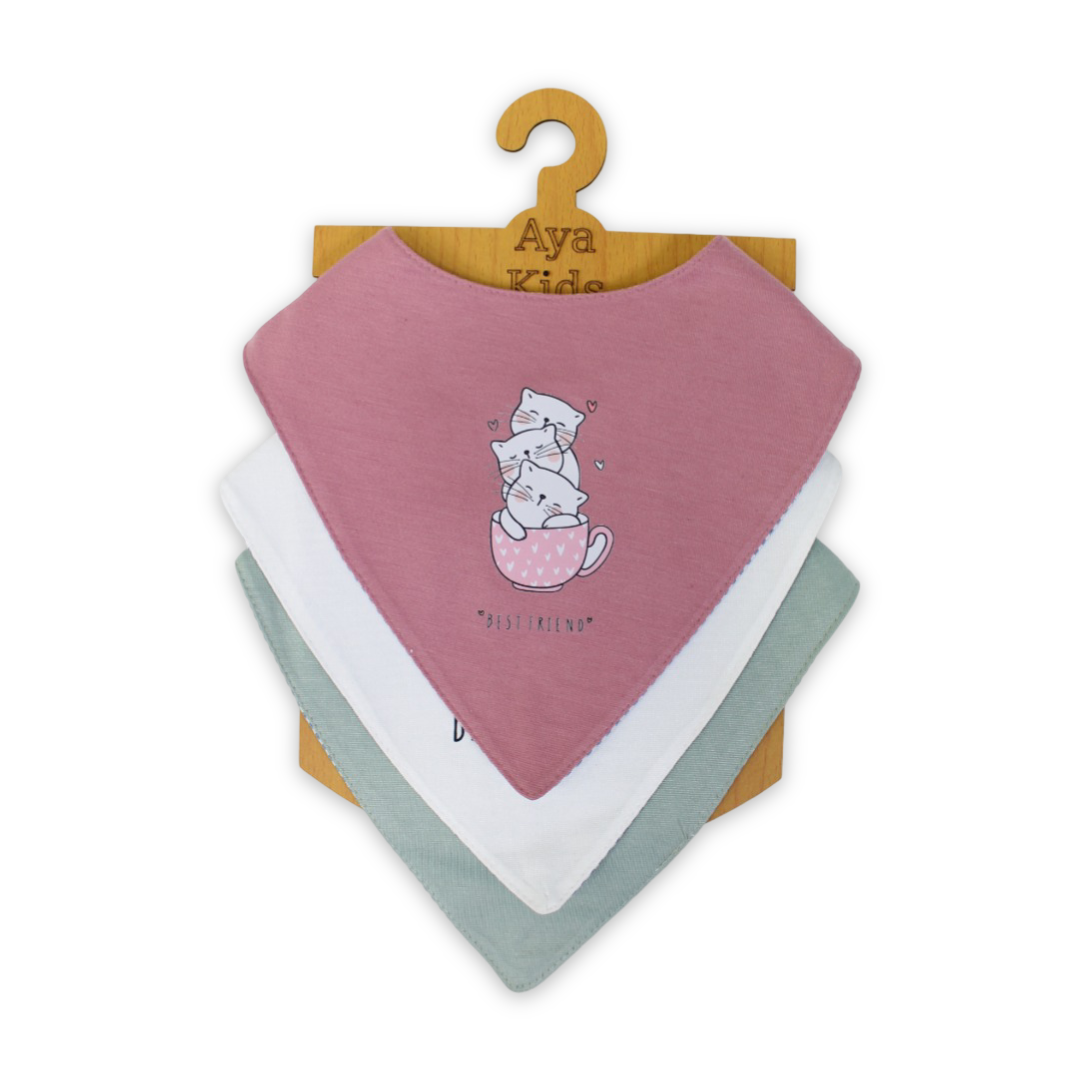 Cotton Baby Bib with "Best Friend" Print – (Pack Of 3) - Baby Essentials - Cherries