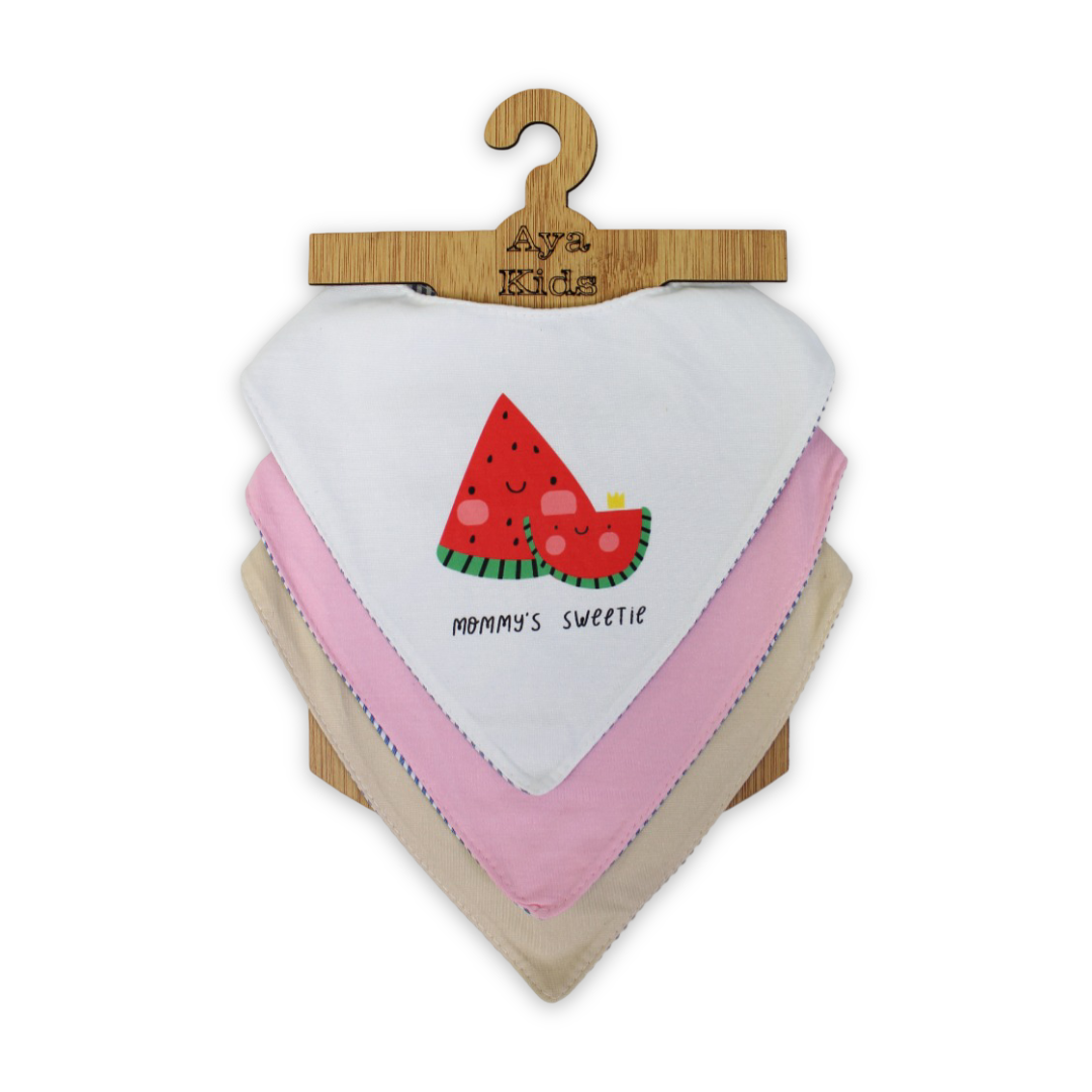 Cotton Baby Bib with "Mommy's Sweetie" Print – (Pack Of 3)