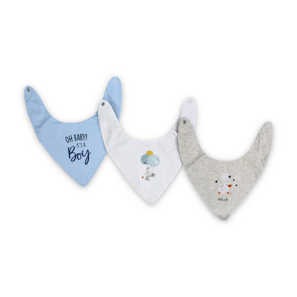 Cotton Baby Bib with "Oh Baby! It's A Boy" Print – (Pack Of 3)