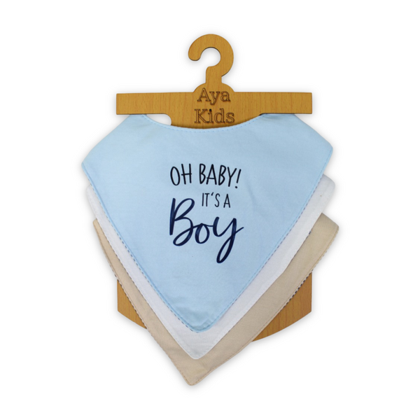 Cotton Baby Bib with "Oh Baby! It's A Boy" Print – (Pack Of 3)