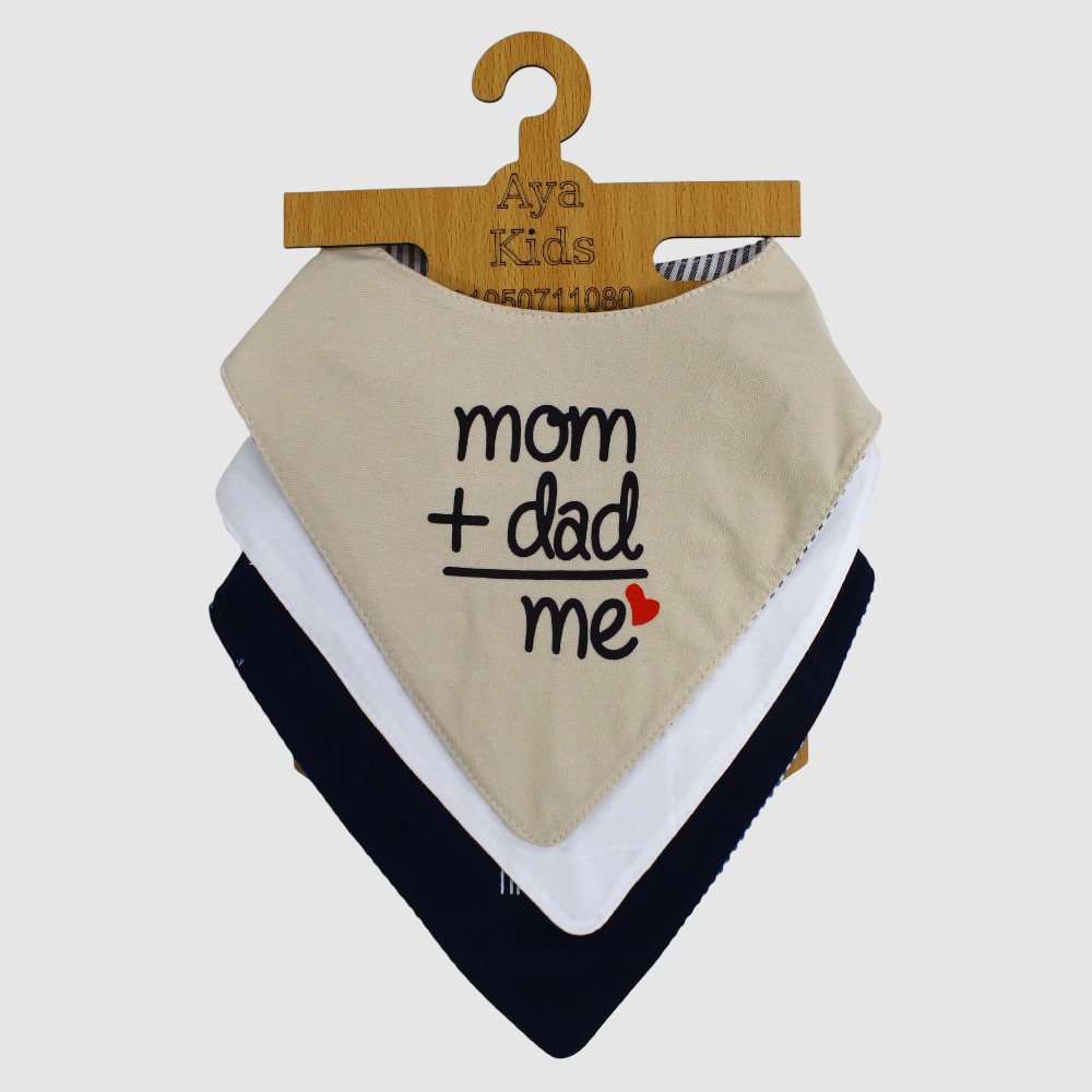 Bib Baby Boy Cotton Scarf Style Mom & Dad Design (3-Pack)