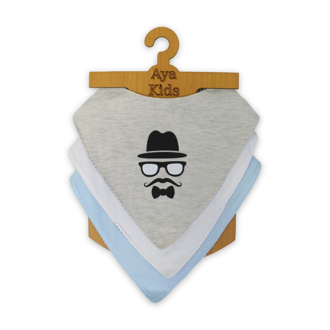 Cotton Baby Bib with Man's Face Print – (Pack Of 3)