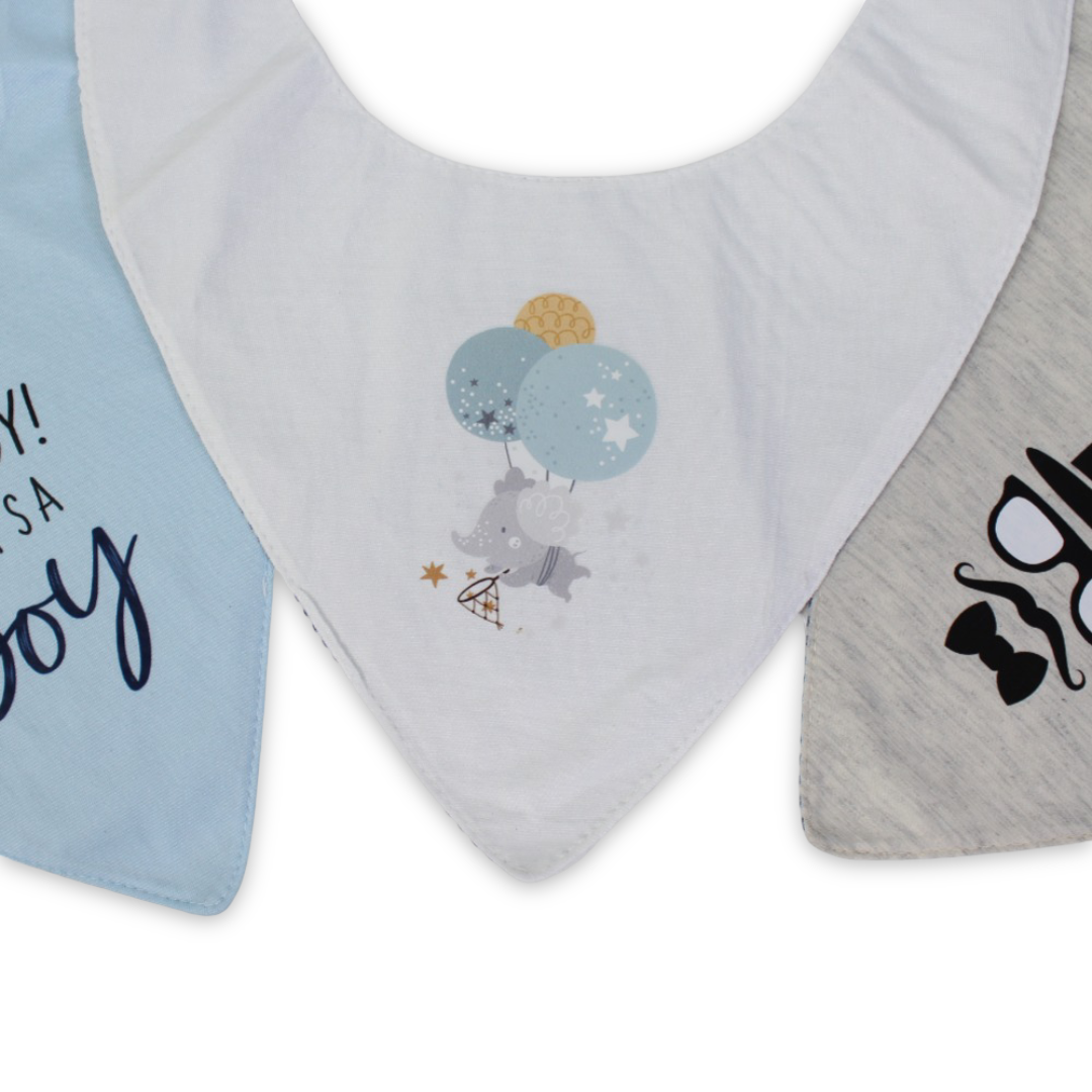 Cotton Baby Bib with Man's Face Print – (Pack Of 3)