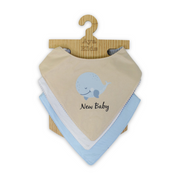 Baby Boys Cotton Bib Set – "New Baby" (Pack of 3, Scarf Style)