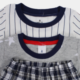 Baby Boys Cotton 3-Piece Outfit Set – Grey with Stars Design