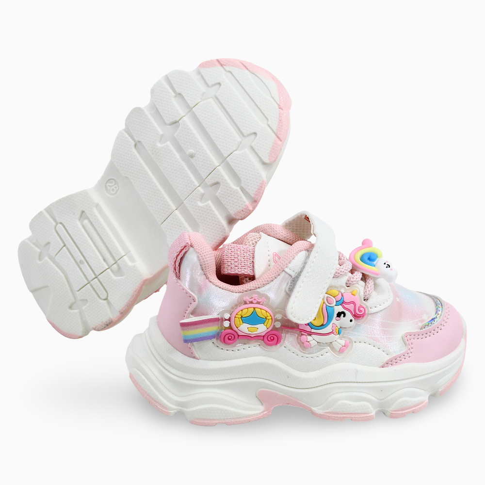 Girls Leather Sneakers - Cute Unicorn Design (Size 26-31)