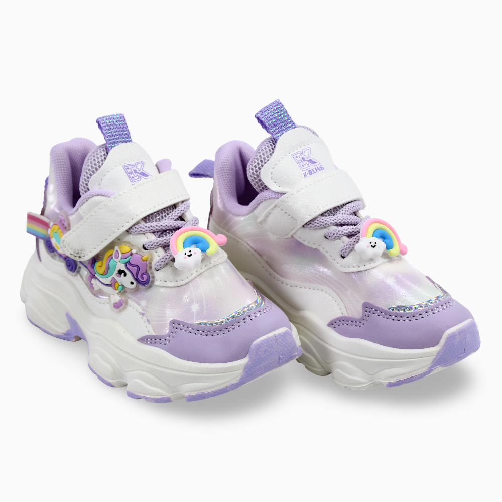 Girls Leather Sneakers - Cute Unicorn Design (Size 26-31)