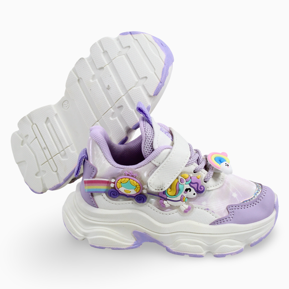 Girls Leather Sneakers - Cute Unicorn Design (Size 26-31)