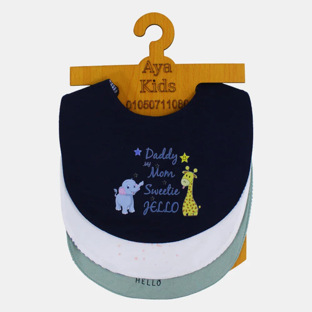Pack of 3 – Baby Boys' Cotton Bibs "Elephant & Giraffe"