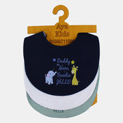 Pack of 3 – Baby Boys' Cotton Bibs "Elephant & Giraffe"