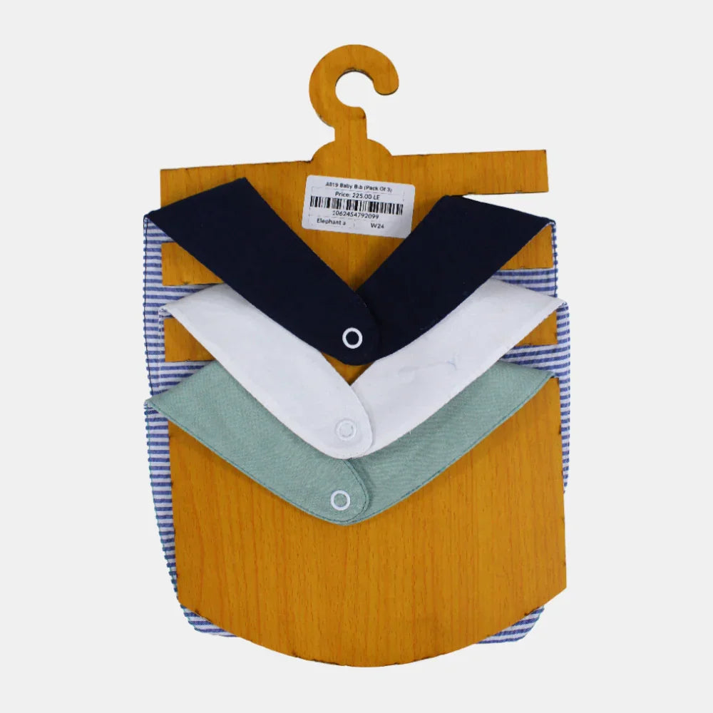 Pack of 3 – Baby Boys' Cotton Bibs "Elephant & Giraffe"