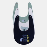 Baby Boys' Cotton Bibs – Pack of 3 – "Elephant & Giraffe"