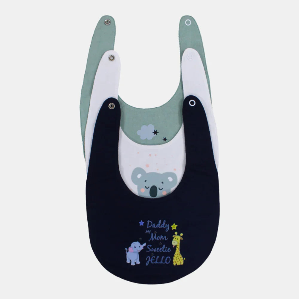 Pack of 3 – Baby Boys' Cotton Bibs "Elephant & Giraffe"