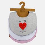 Baby Girls' Cotton Bibs – Pack of 3 – "My Little Happiness"