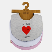 Baby Girls Cotton Bibs – Pack of 3 – "My Little Happiness"