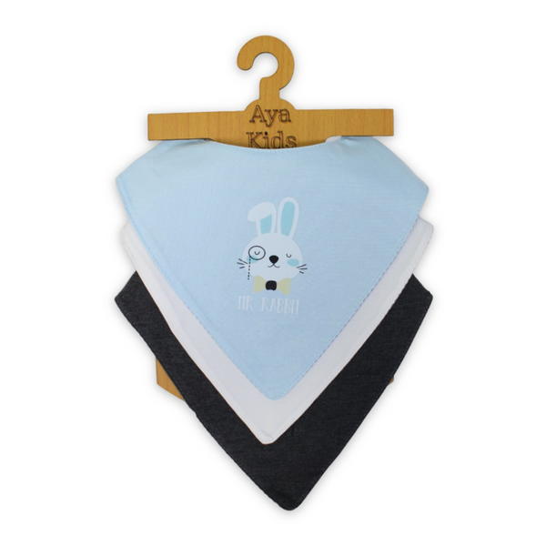 Cotton Baby Bib with "Mr. Rabbit Scarf Style" Print – (Pack Of 3) - Clothing - Cherries
