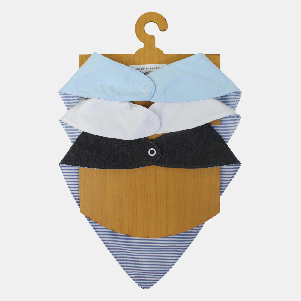 Unisex Baby Cotton Bib Set – "Mr. Rabbit" (Pack of 3, Scarf Style)