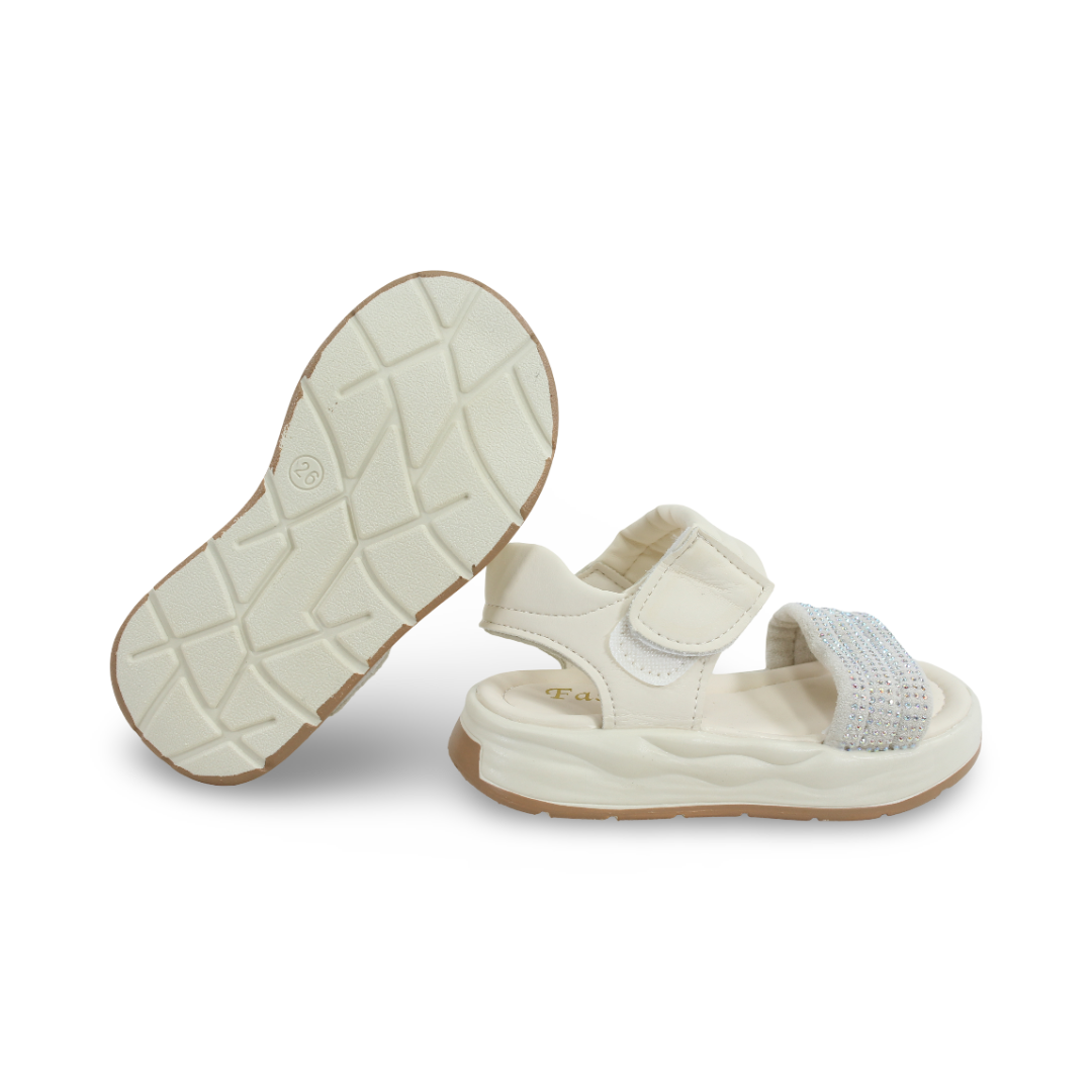 Girls Leather Sandal – Off-White