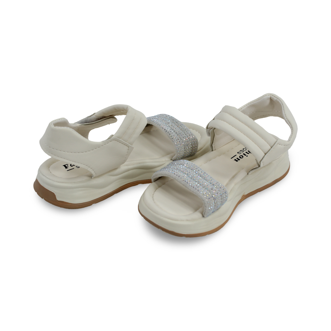 Girls Leather Sandal – Off-White