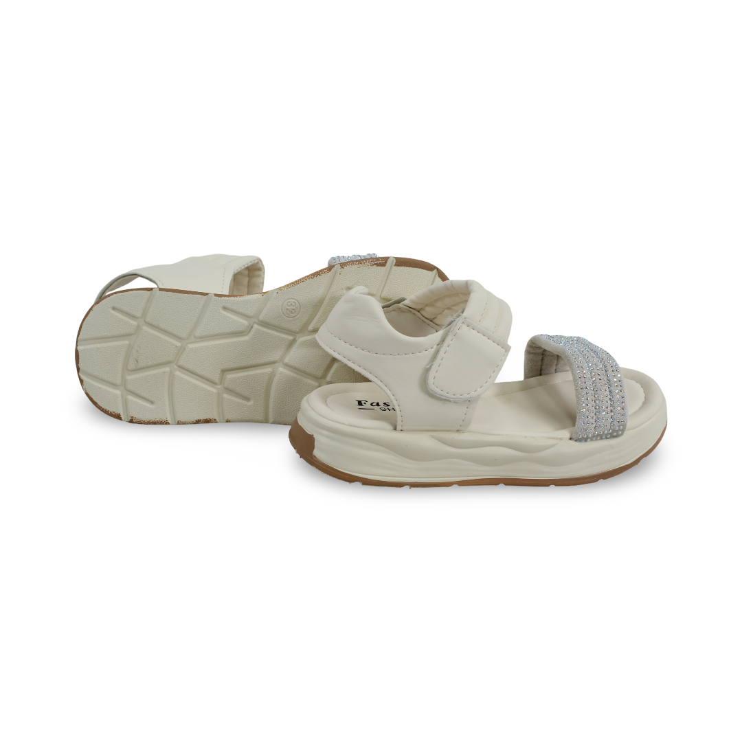 Girls Leather Sandal – Off-White
