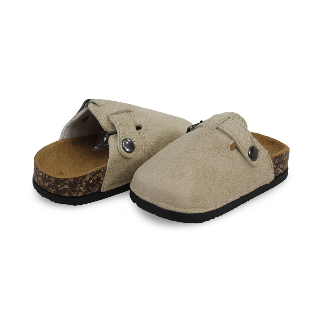 Unisex Kids Chamois Clogs – Beige
