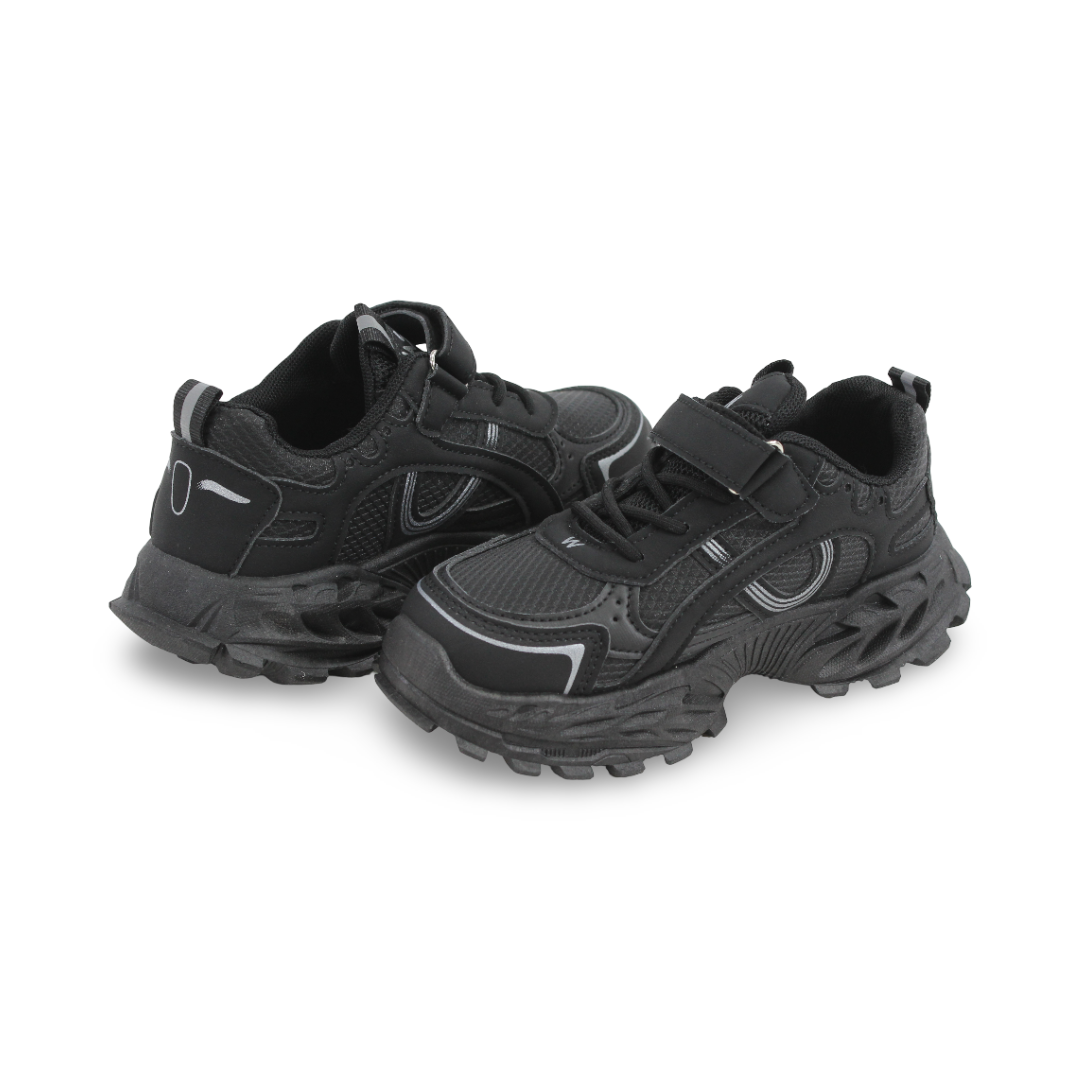 Unisex Kids Leather Sneakers – Black Wason