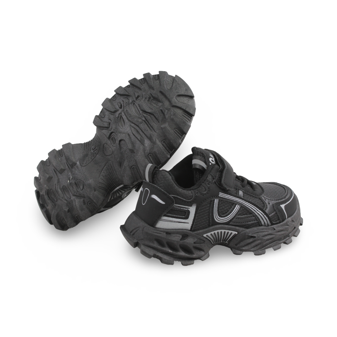 Unisex Kids Leather Sneakers – Black Wason