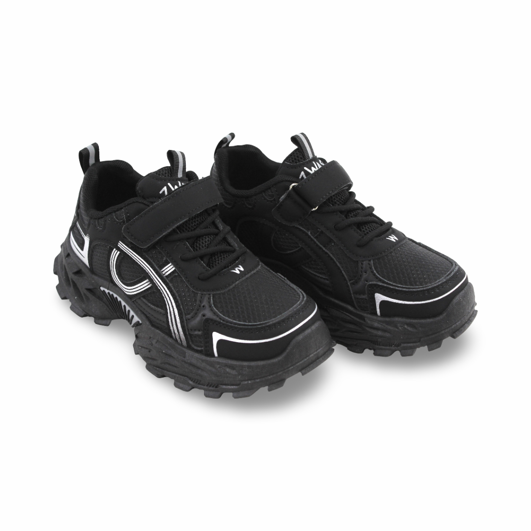 Unisex Kids Leather Sneakers – Black Wason - Clothing - Cherries