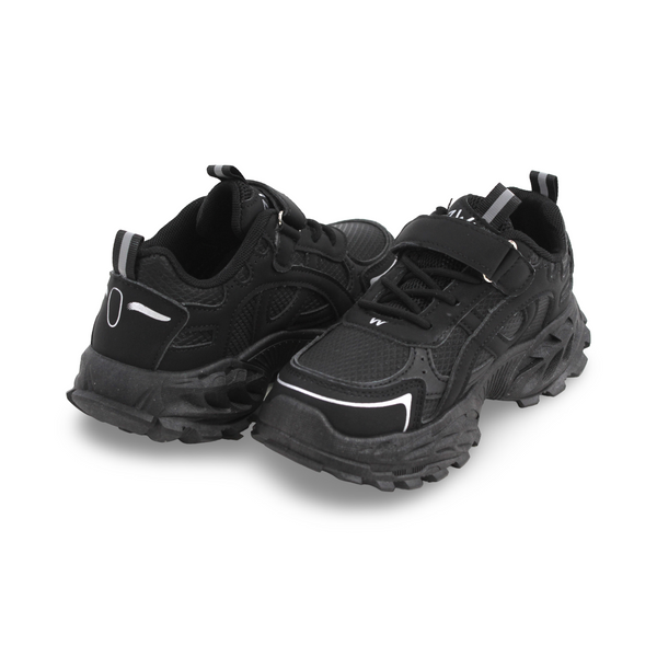 Unisex Kids Leather Sneakers – Black Wason