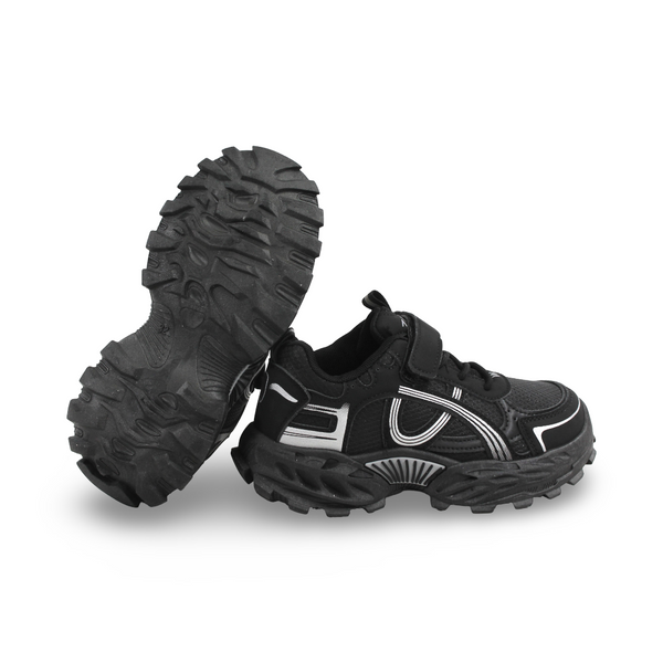 Unisex Kids Leather Sneakers – Black Wason