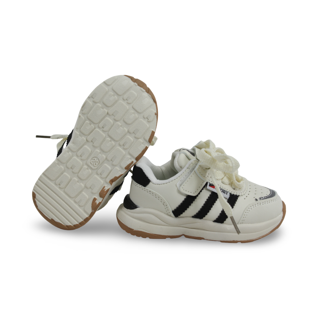 Unisex Baby Leather Sneakers – Black & White