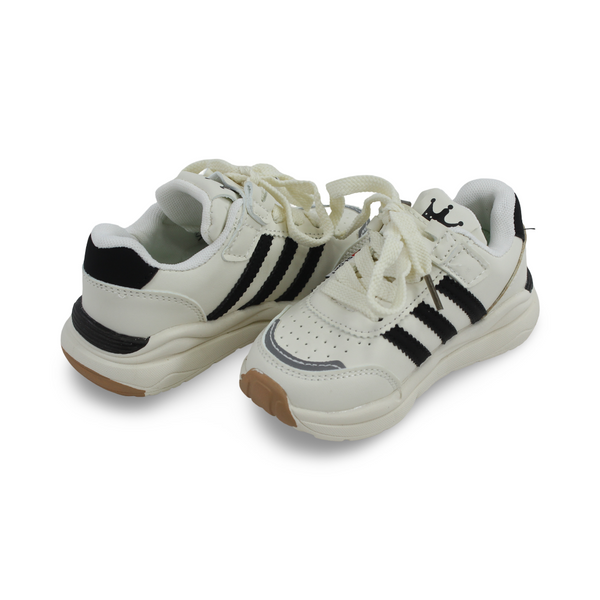 Unisex Kids Leather Sneakers – Black & White