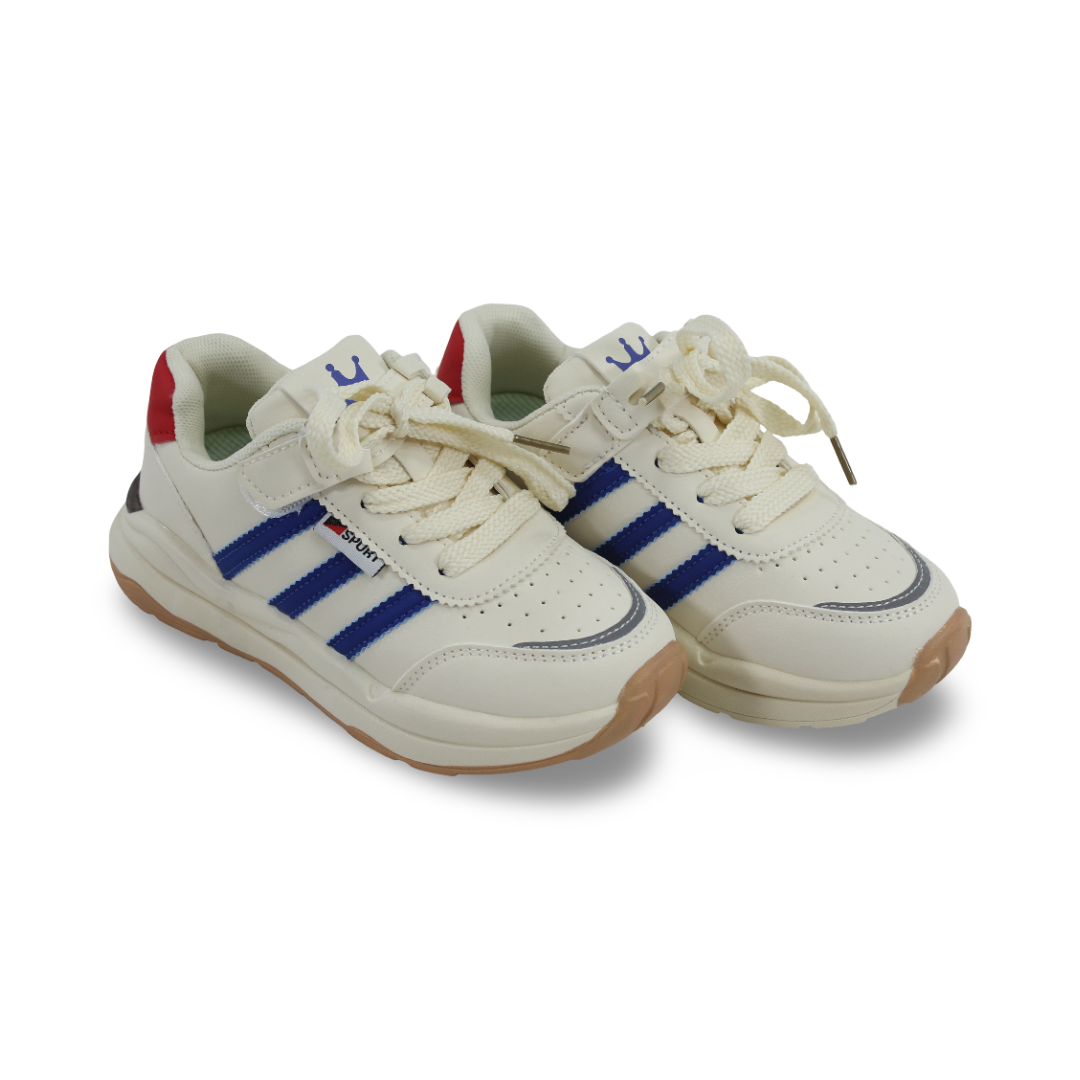 Unisex Kids Leather Sneakers – Blue & White - Clothing - Cherries
