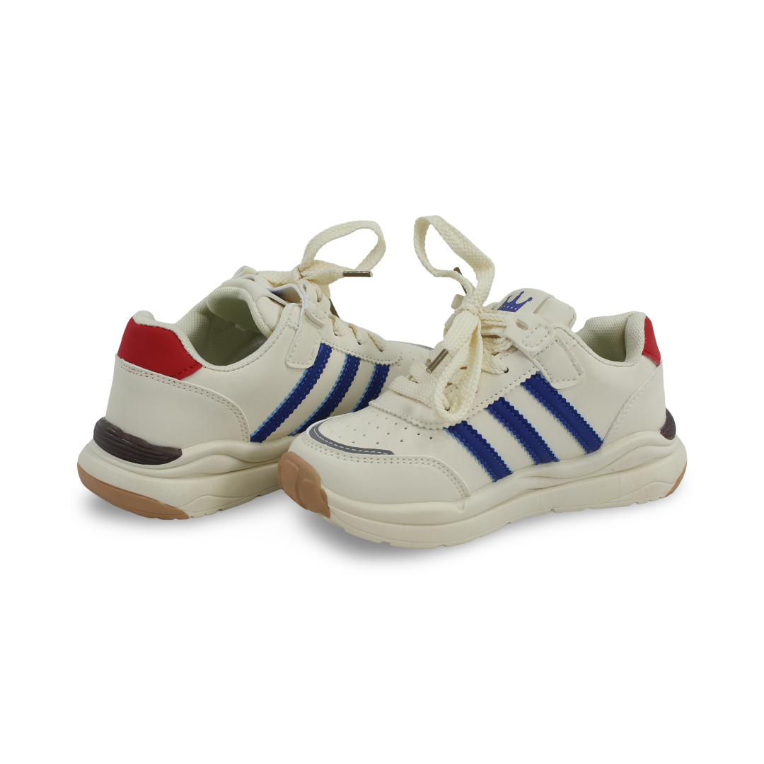 Unisex Kids Leather Sneakers – Blue & White
