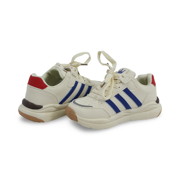 Unisex Kids Leather Sneakers – Blue & White