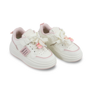 Girls Leather Sneakers – Pink & White