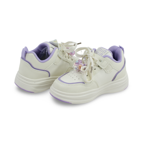 Girls Leather Sneakers – Purple & White